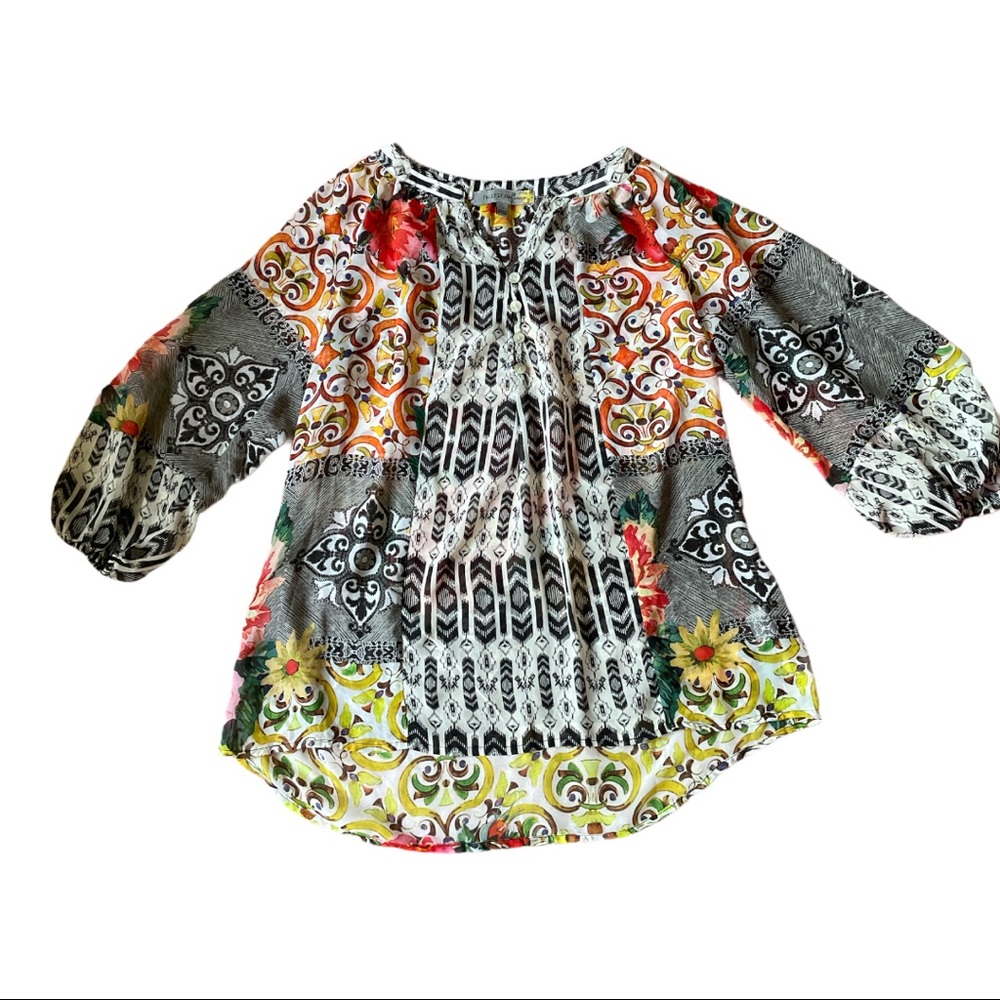 Figueroa & Flower Sheer BoHo Peasant Top